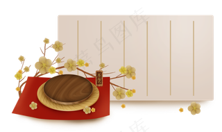 春节年货梅花古典文字框和展架边,免抠元素