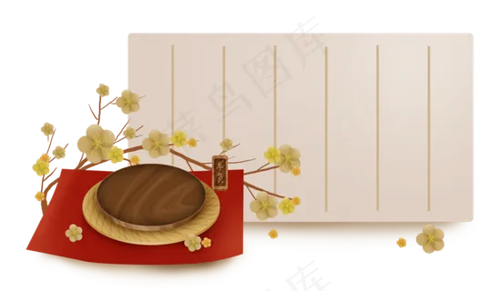 春节年货梅花古典文字框和展架边,免抠元素 春节年货梅花古典文字框和展架边,免抠元素