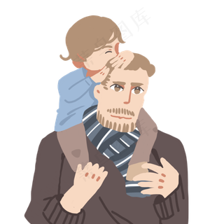 父亲节爸爸扛着儿子