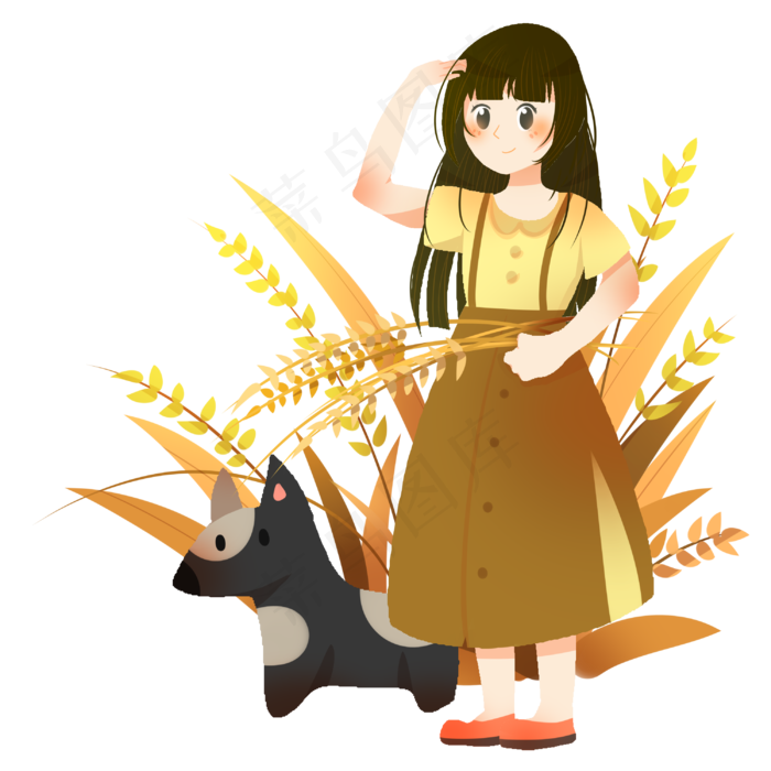 田间女孩芒种小狗(3000X3000(DPI:299))psd模版下载