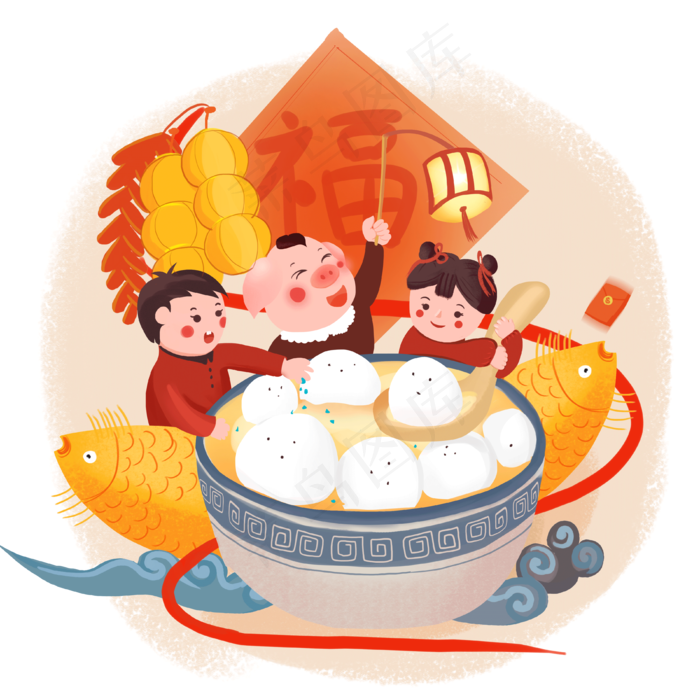元宵佳节团团圆圆吃汤圆,免抠元素