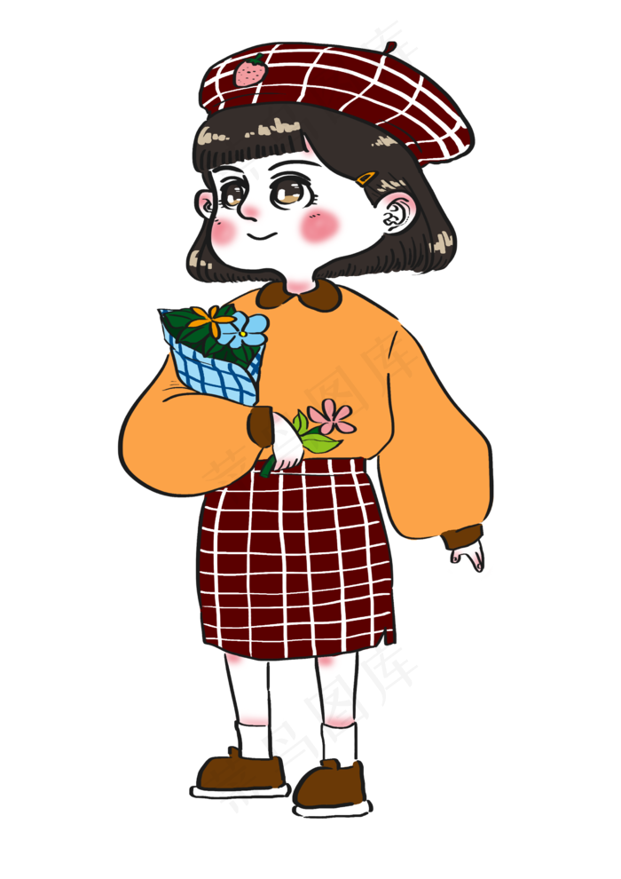 女生节漂亮清新文艺抱着花束女孩