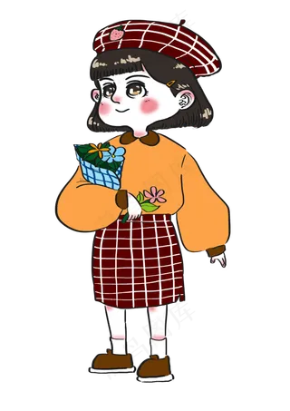 女生节漂亮清新文艺抱着花束女孩