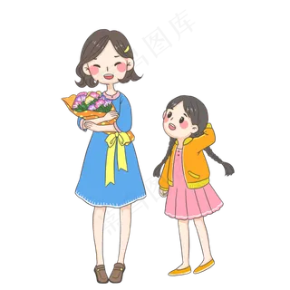 收到鲜花的妈妈PNG