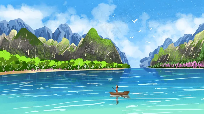 山水风景小清新远景(2880*1620px 300 dpi )