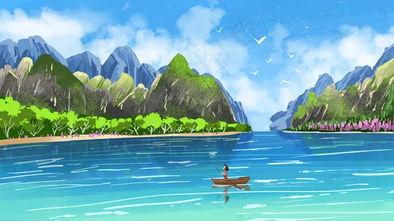 山水风景小清新远景