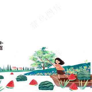 夏日小暑湖边小船风景