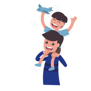 陪孩子玩耍的父亲矢量素材