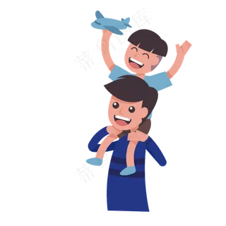 陪孩子玩耍的父亲矢量素材