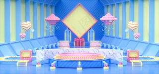 C4D小清新夏日化妆品情人节爱心展示台