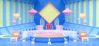 C4D小清新夏日化妆品情人节爱心展示台