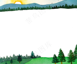 装饰森林边框绿河