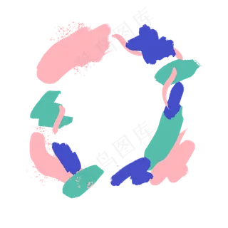 简约笔刷圆形孟菲斯装饰免扣素材