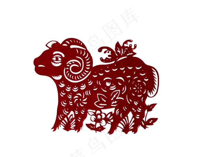 新年春节剪纸十二生肖之羊,免抠元素(3000*2279px 300 dpi )
