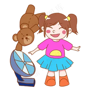 儿童节吹风扇的女孩