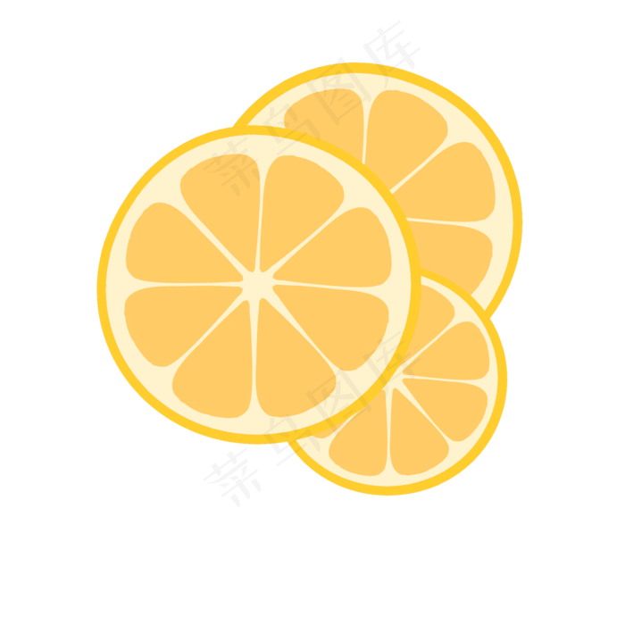 夏日美味水果柠檬片插画,免抠元素