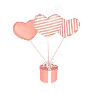 C4D立体爱心造型轻气球礼盒元素,免抠元素