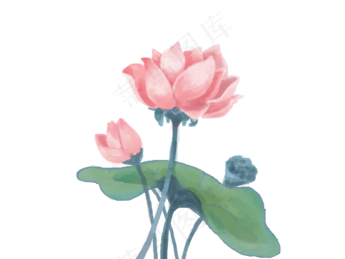 古风荷花(4000X3000(DPI:300))psd模版下载