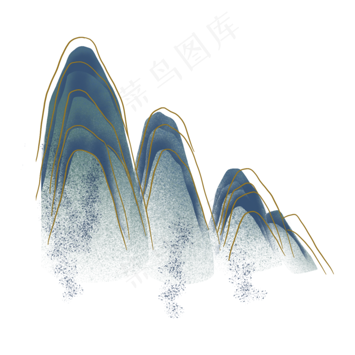 国潮中国风山水大山,免抠元素
