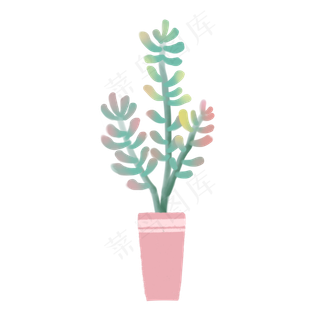 淡雅手绘植物小清新多肉,免抠元素
