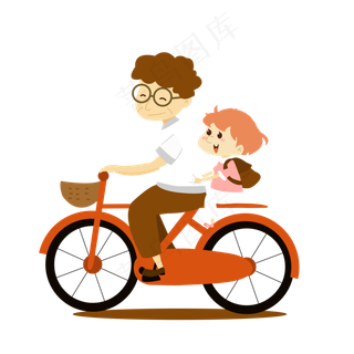 父亲节爸爸骑自行车带着女儿PN