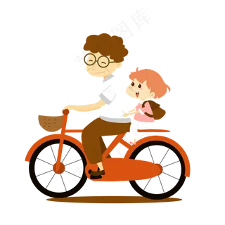 父亲节爸爸骑自行车带着女儿PN