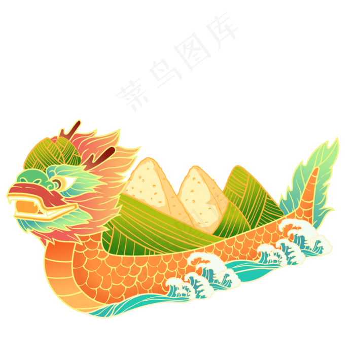 在海浪中前进龙舟