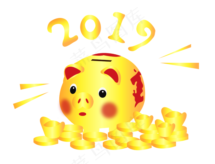 2019猪年金猪大吉png矢量图免费下�,免抠元素