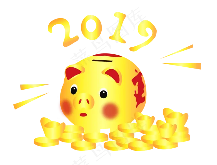 2019猪年金猪大吉png矢量图免费下�,免抠元素ai矢量模版下载