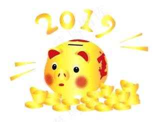 2019猪年金猪大吉png矢量图免费下�,免抠元素