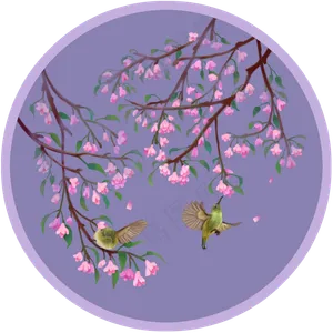 手绘花鸟壁画装饰画海棠,免抠元素