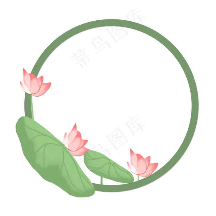 春夏荷花边框png素材(2000X2000(DPI:300))psd模版下载