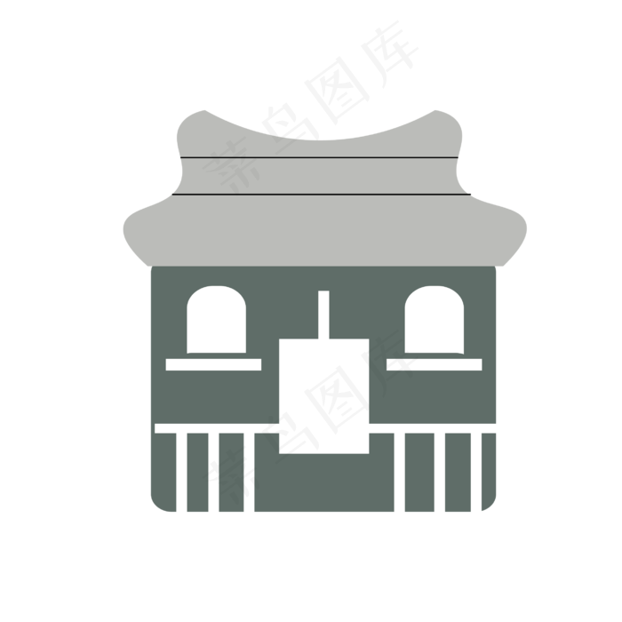 日本风格建筑卡通装饰元素