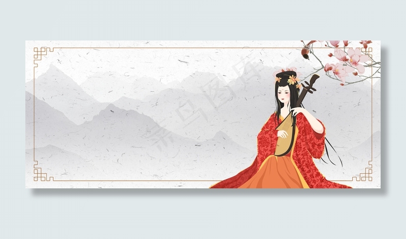 学校古乐社招新古典几何灰色banner(1920*800px 	       )psd模版下载