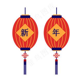 春节红色矢量灯笼,免抠元素