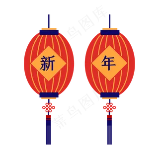 春节红色矢量灯笼,免抠元素
