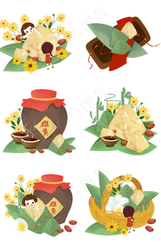 端午节传统习俗美食粽子雄黄酒