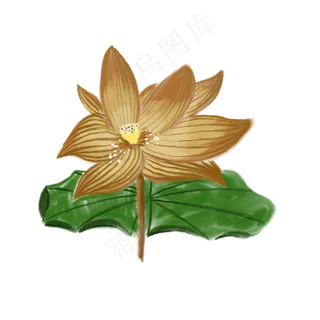 一朵黄色的荷花免抠创意插图