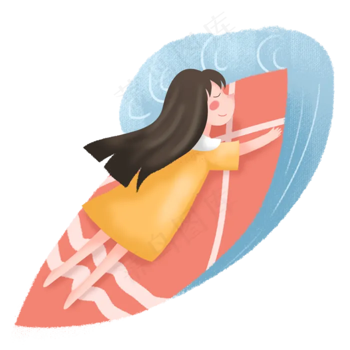 大暑女孩海滩冲浪游玩素材(2000X2000(DPI:300))psd模版下载
