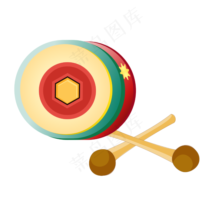 卡通年货节新春锣鼓盛宴,免抠元素(3000*3000px 300 dpi )ai矢量模版下载