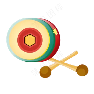 卡通年货节新春锣鼓盛宴,免抠元素