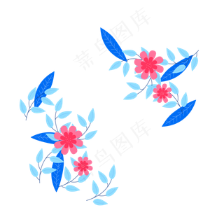 夏季夏天夏至蓝色花朵免扣装饰