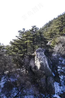 陡峭绿树成荫的山峰