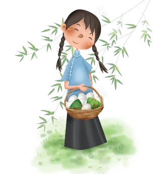 端午节拿篮子的民国少女