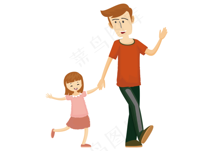 父亲节手牵手的父女