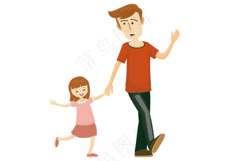父亲节手牵手的父女 父亲节手牵手的父女