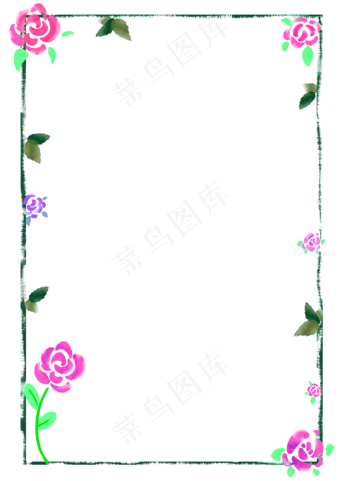 玫瑰花朵边框(2480X3508)