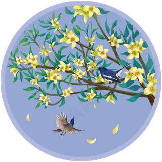 手绘花鸟壁画装饰画兰花,免抠元素