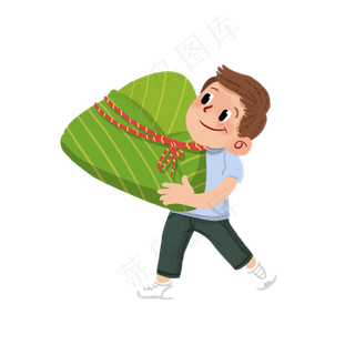 搬着大大粽子的小男孩