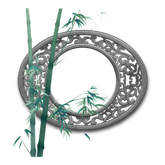 中国风江南园林庭院雕花镂空窗户,免抠元素